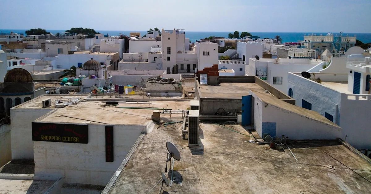 Rue animée du Bardo à Tunis avec le musée national et une rame du métro léger