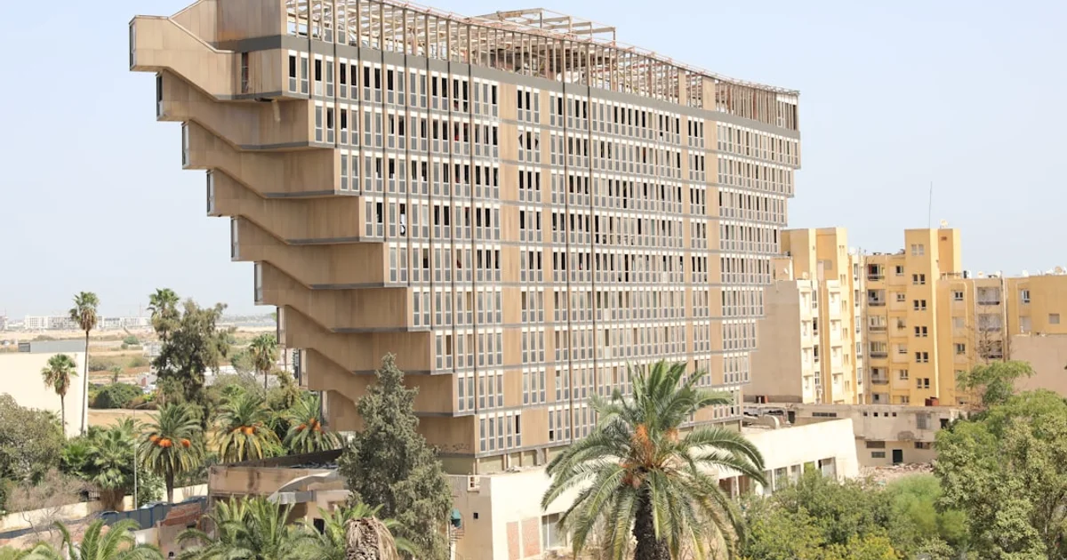 Skyline of Greater Tunis with apartment blocks near Lake Tunis